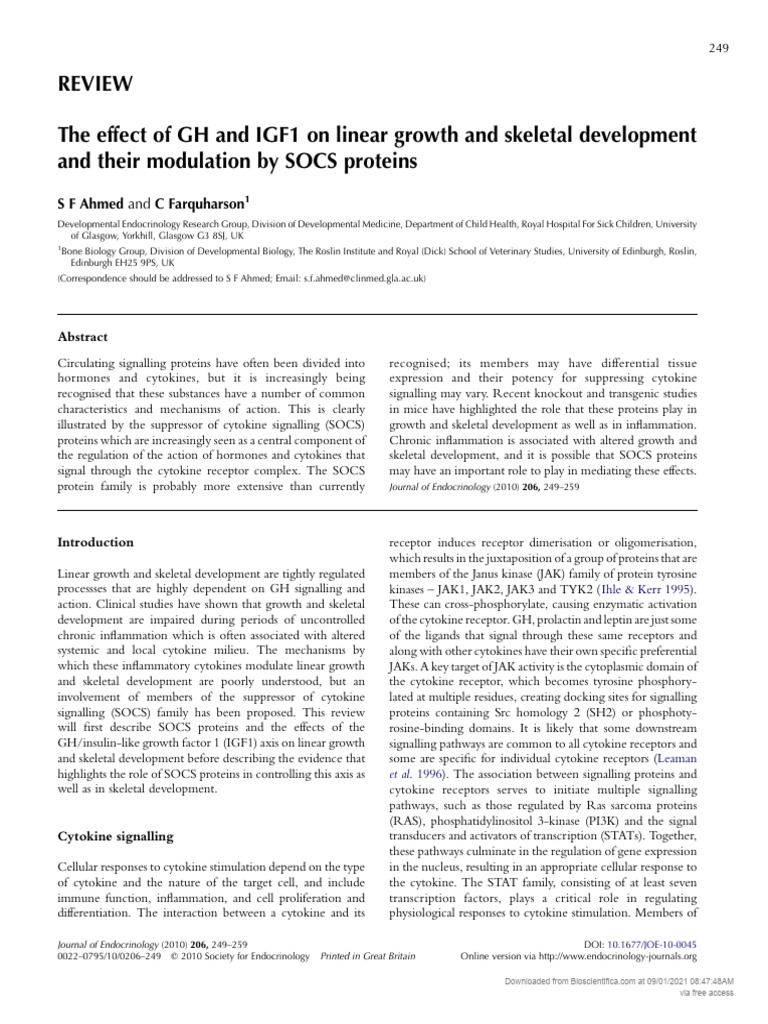 GH, IGF1, and SOCS in Growth Regulation | PDF | Insulin Like Growth ...