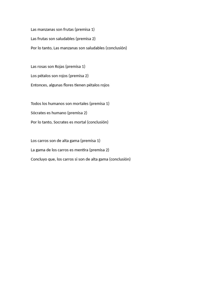 Ejemplos de Premisas y Conclusiones | PDF