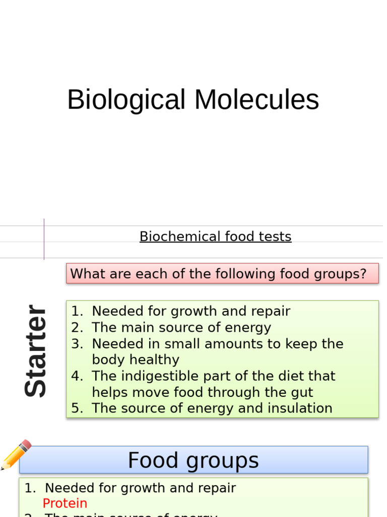 Understanding Biological Molecules and Food Tests | PDF | Biochemistry ...