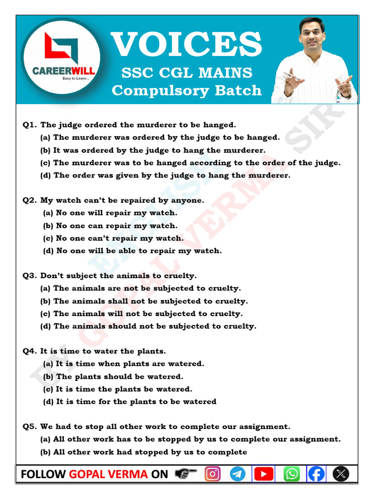 Active and Passive Voice Practice Set | PDF | Cakes | Batter (Cooking)