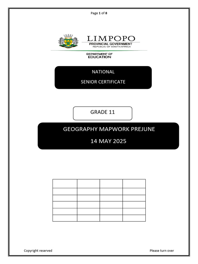 Grade 11 Geography Mapwork Exam | PDF | Geographic Information System | Map