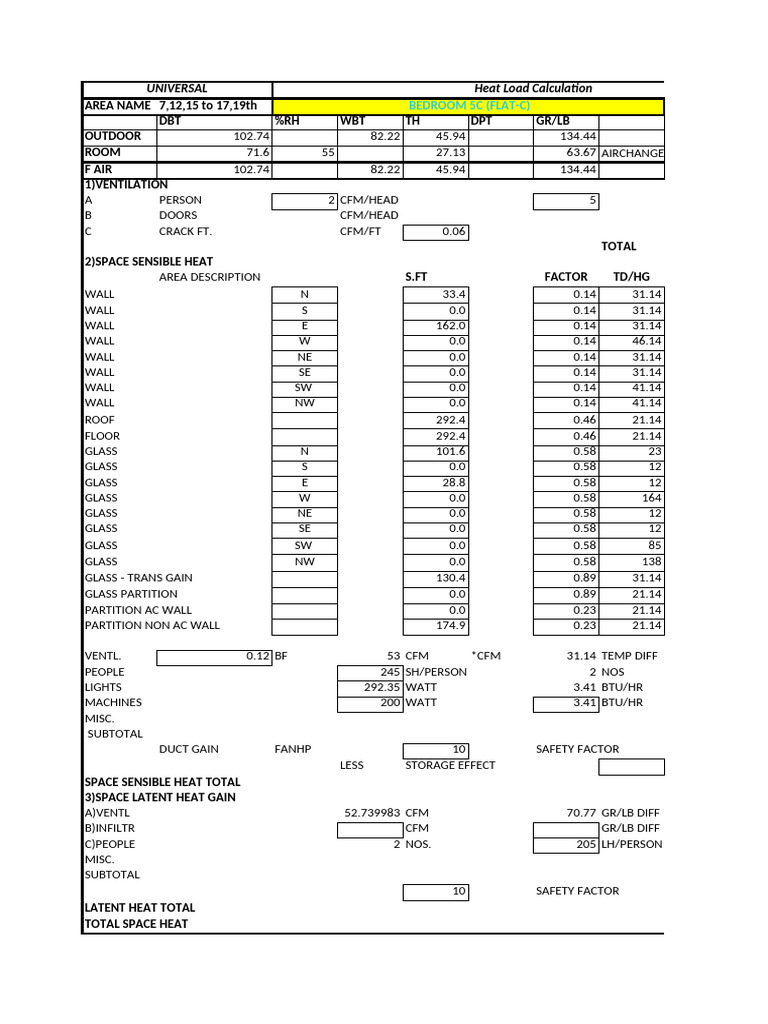 Universal Heat Load Calculation Guide | PDF | Ventilation (Architecture ...