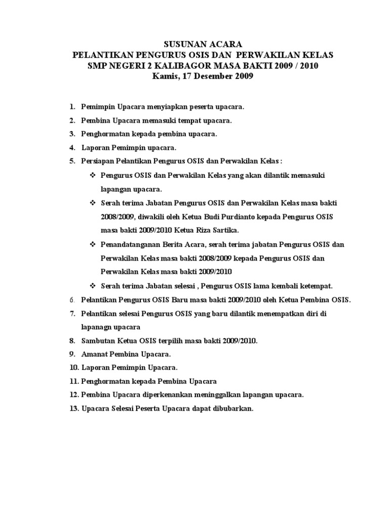Teks Pembawa Acara Serah Terima Jabatan Osis Kumpulan Referensi Teks Pidato