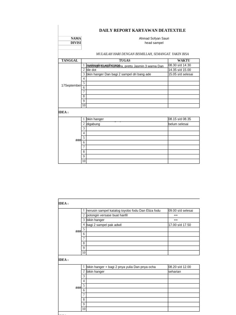 Daily Report - Nama | PDF