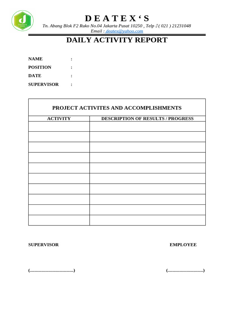 Daily Activity Report | PDF