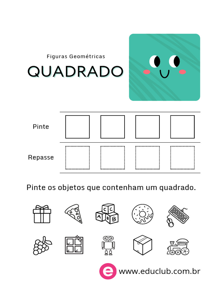 Atividade Quadrado Educação Infantil | PDF