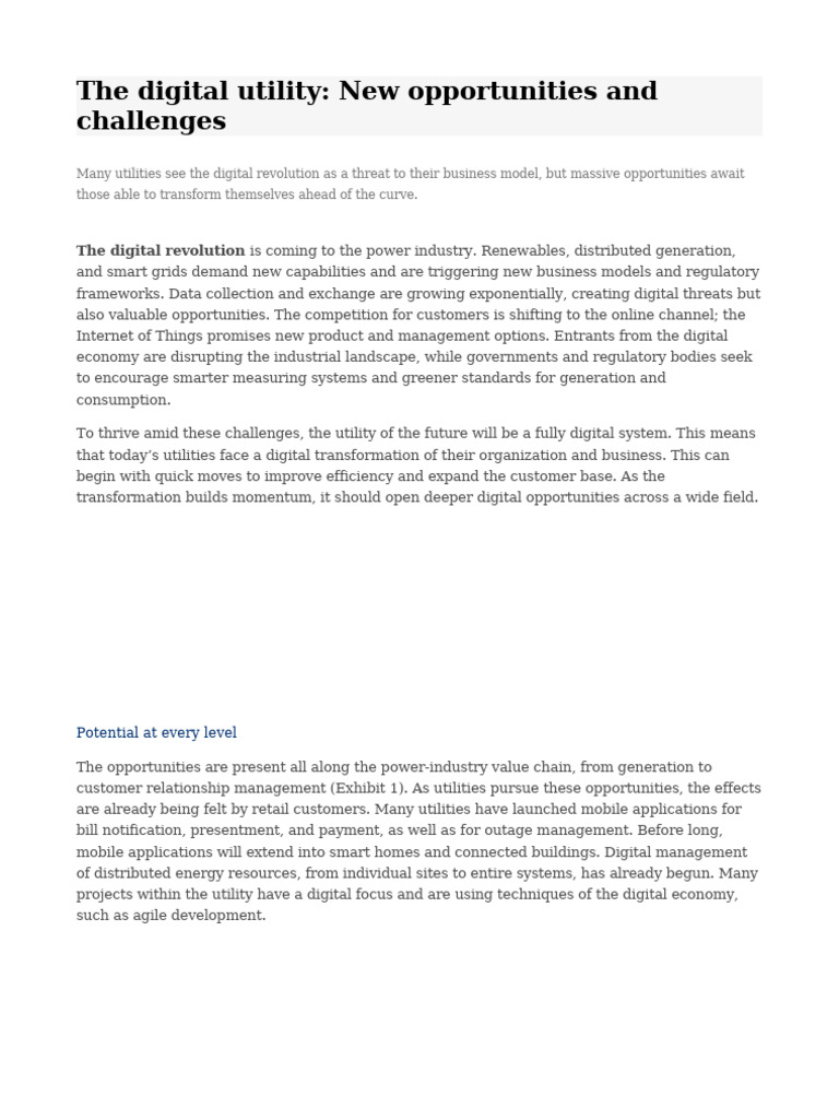 The Digital Utility | PDF | Smart Grid | Public Utility