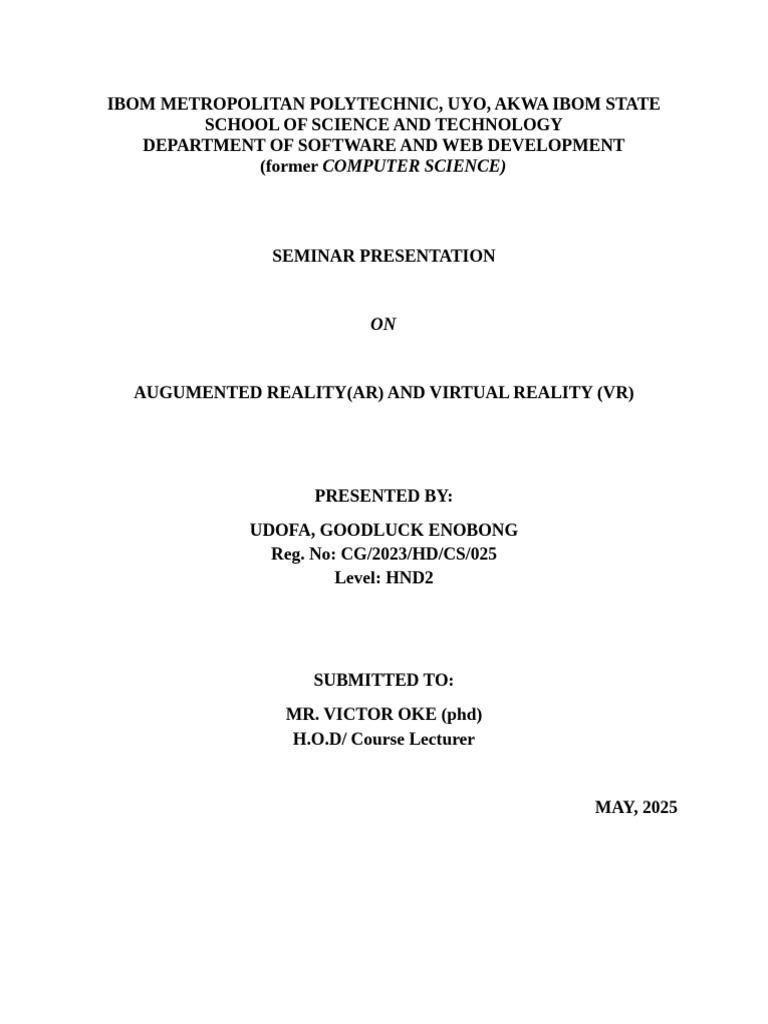 Augmented Reality Vs Virtual Reality | PDF | Augmented Reality ...