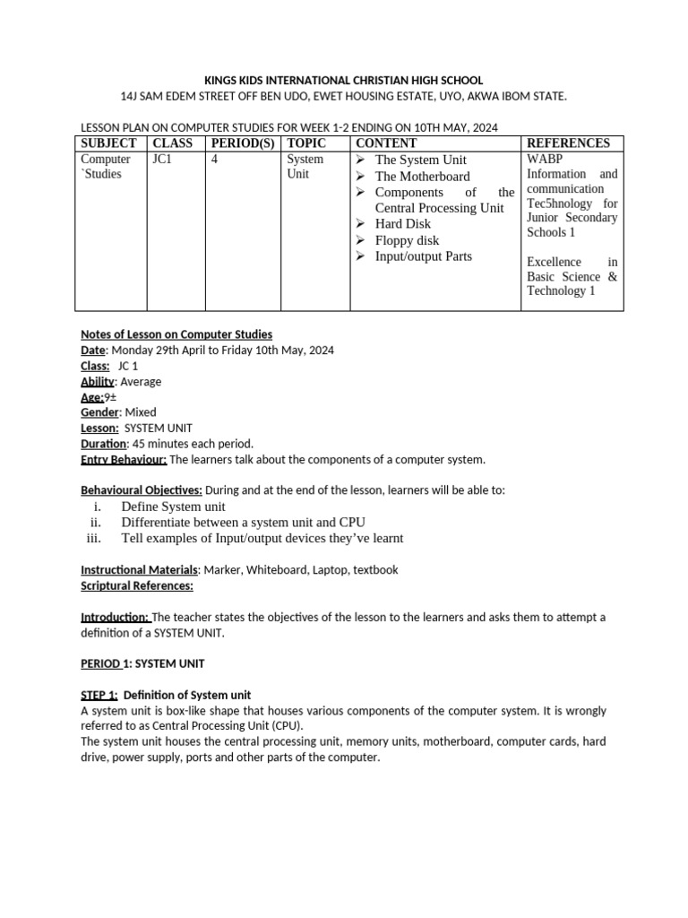 Lesson Notes On Computer Studies JC1&JC2 SUMMER TERM | PDF | World Wide ...