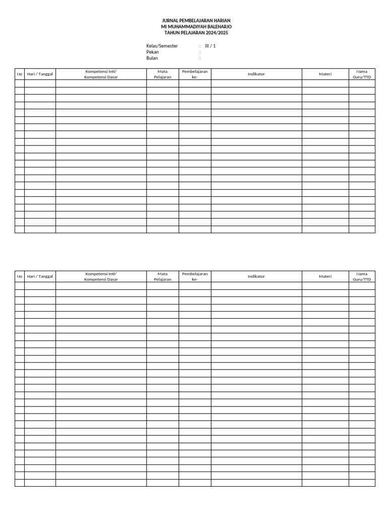 Jurnal Pembelajaran Harian | PDF