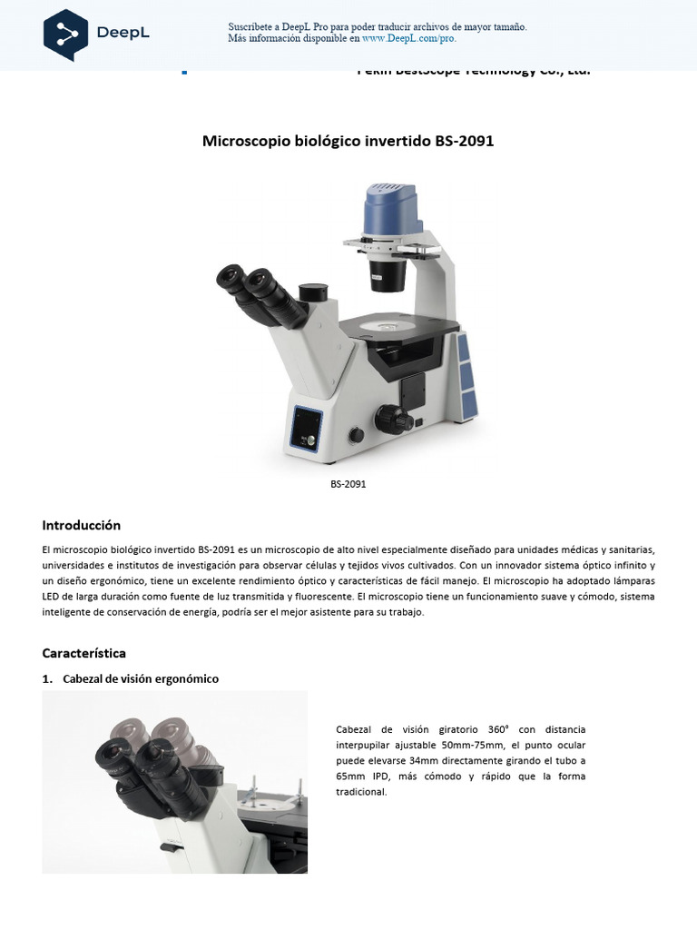 BS-2091 Inverted Biological Microscope (1) Es | PDF | Diodo emisor de ...