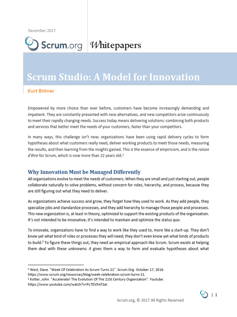 Scrum Studio: Innovating for Success | PDF | Scrum (Software ...