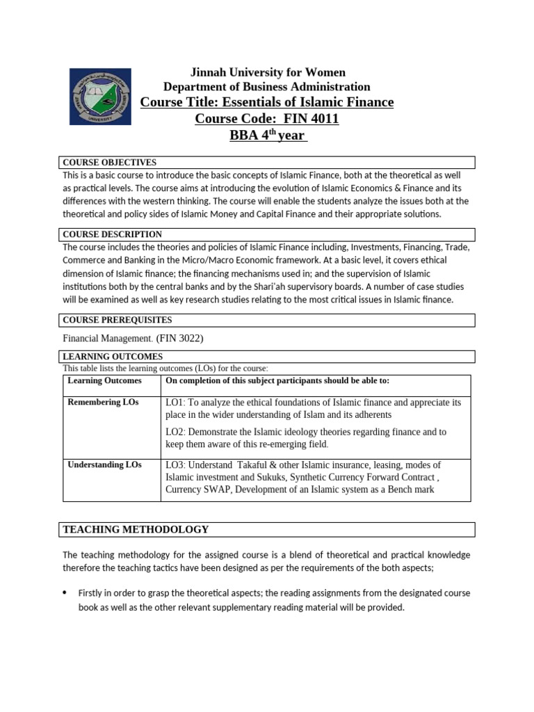 Islamic Finance Essentials Course Overview | PDF | Islamic Banking And ...