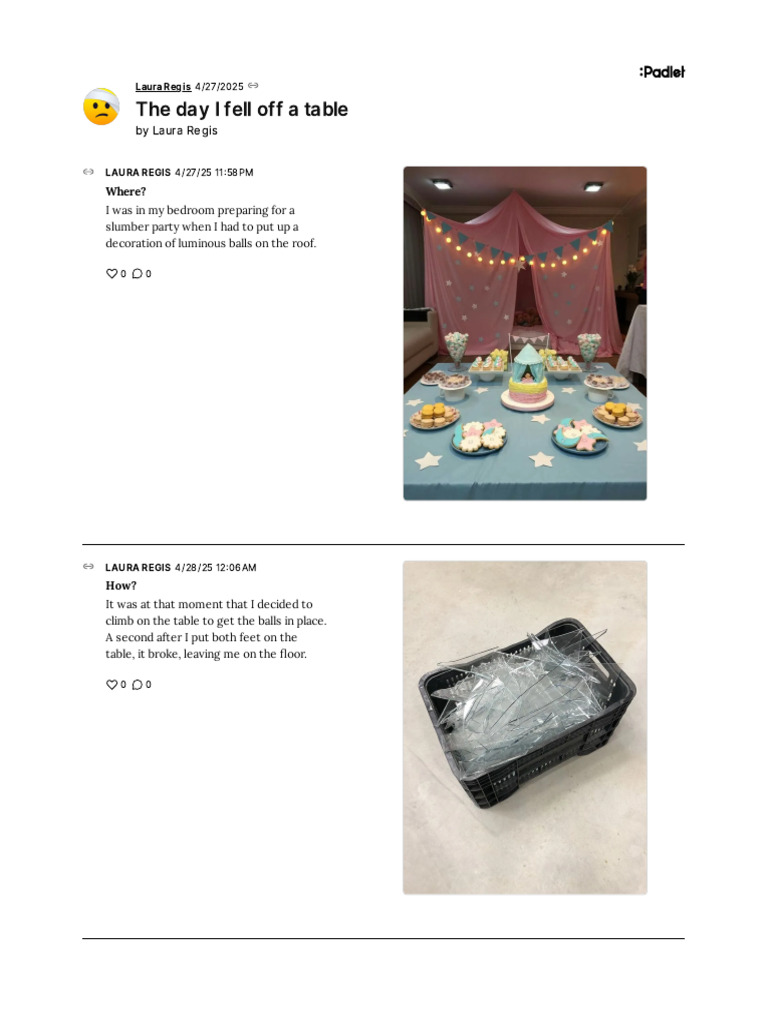 Padlet - The Day I Fell Off A Table | PDF
