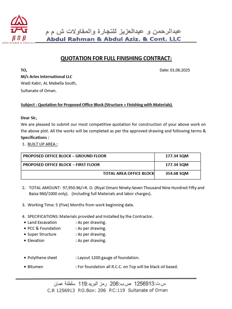 Quotation For Office Block | PDF | Building Engineering | Architectural ...