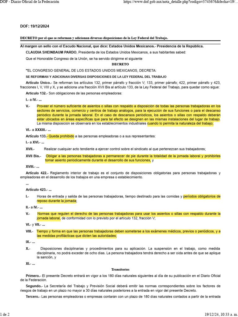 Reformas a la Ley Federal del Trabajo | PDF | México | Gobierno