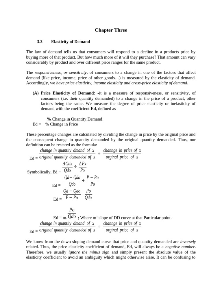 Chapter Three Elasticity of Demand and Supply | PDF | Elasticity ...