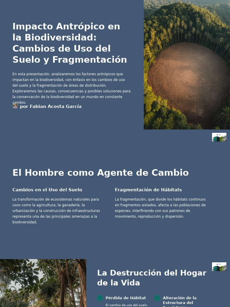 Impacto Antropico en La Biodiversidad Cambios de Uso Del Suelo y ...