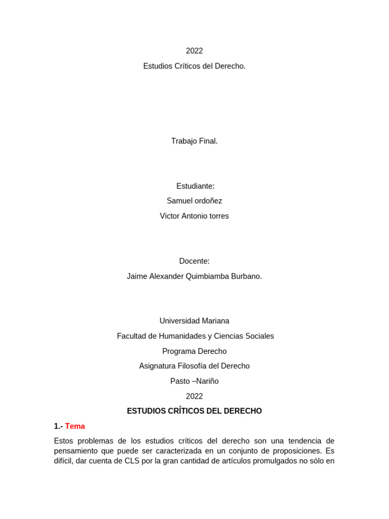 Estudios Críticos del Derecho: Avances y Retos | PDF | Pensamiento ...