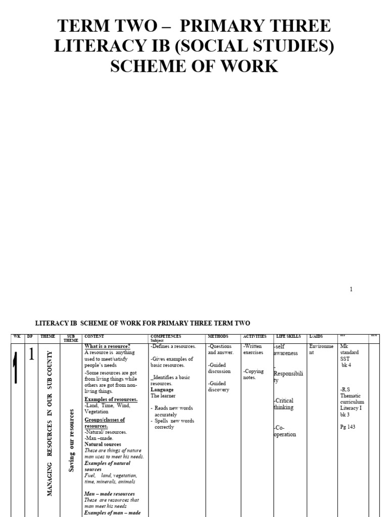 Literacy Ib p.3 Term 2 Schemes of Work | PDF | Water | Fuels