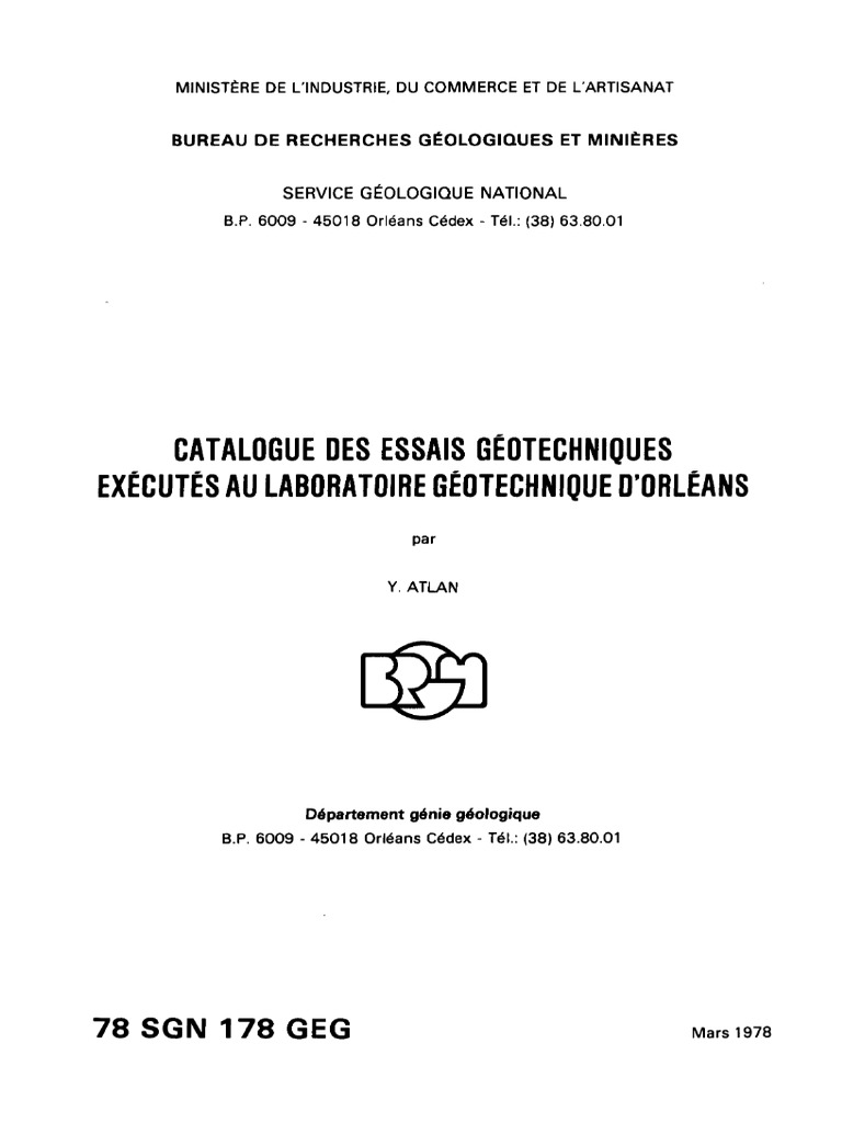 Catalogue Des Essais Geotechniques Execu | PDF