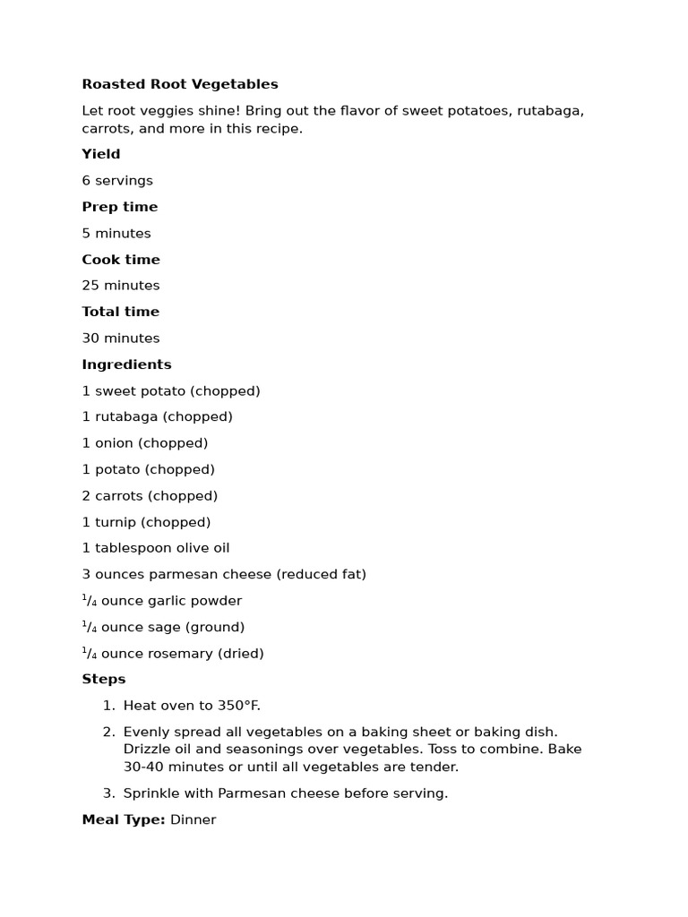 Roasted Root Vegetables | PDF