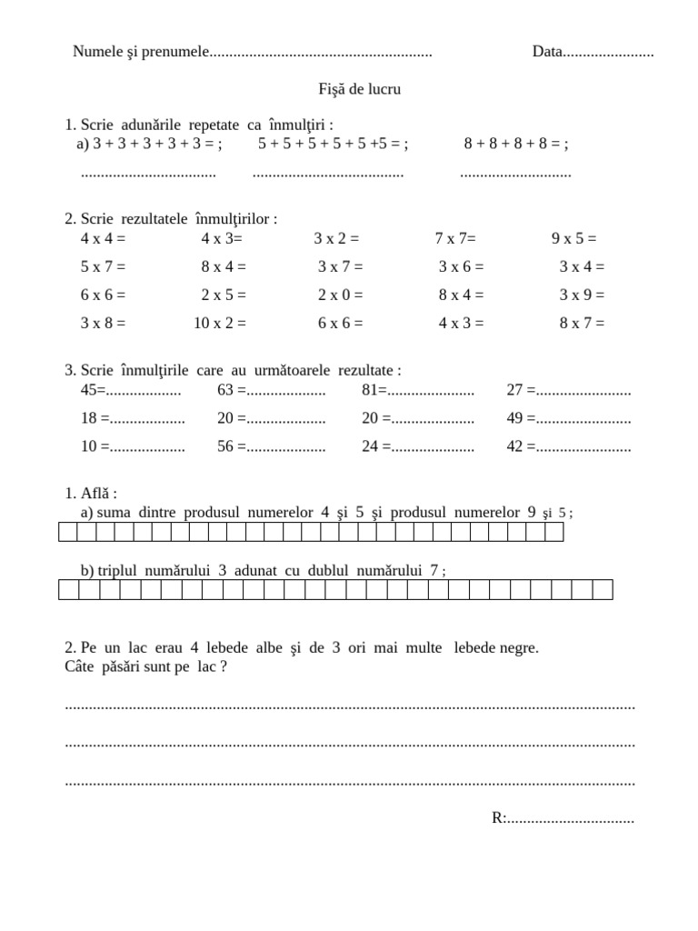 2 Fisa Inmultirea | PDF