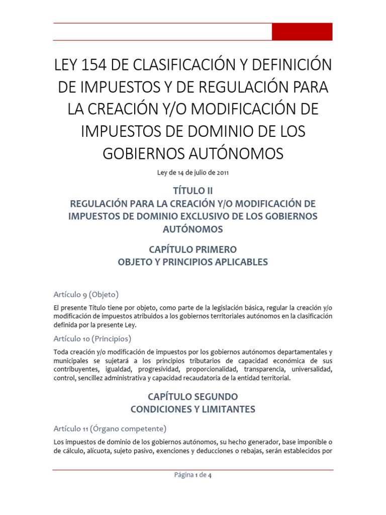 1 Texto Seleccionado Ley 154 | PDF | Impuestos | Gobierno
