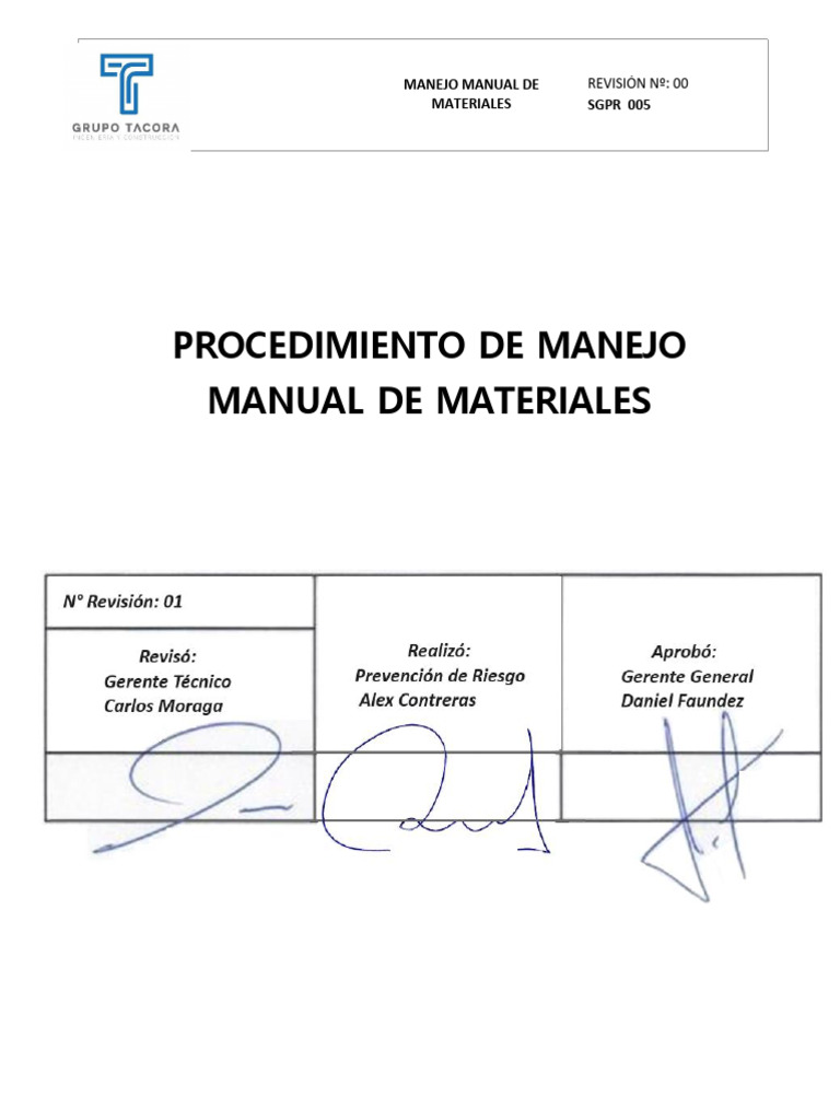 Normas de Seguridad en Manejo Manual de Materiales | PDF