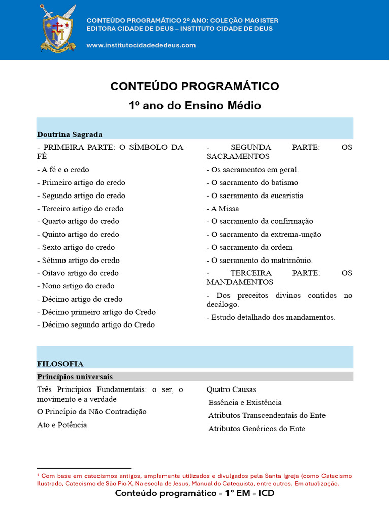 Conteudo Programatico Completo 1o-Em | PDF | Português (idioma) | Gramática