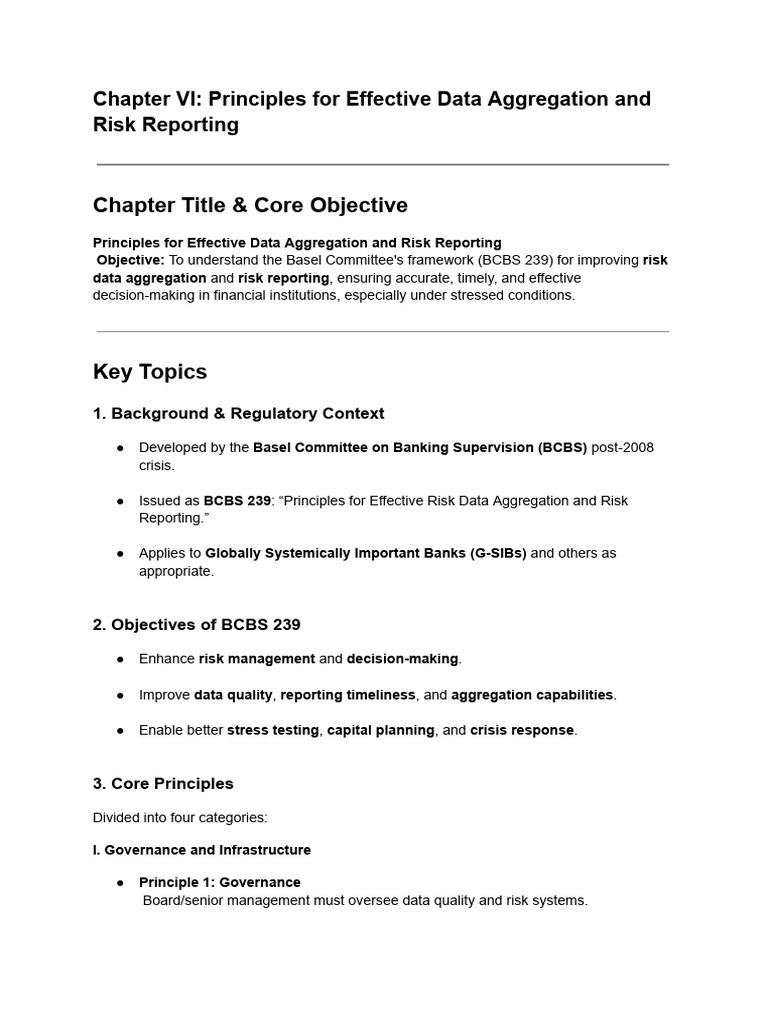 Chapter VI - Principles For Effective Data Aggregation and Risk ...