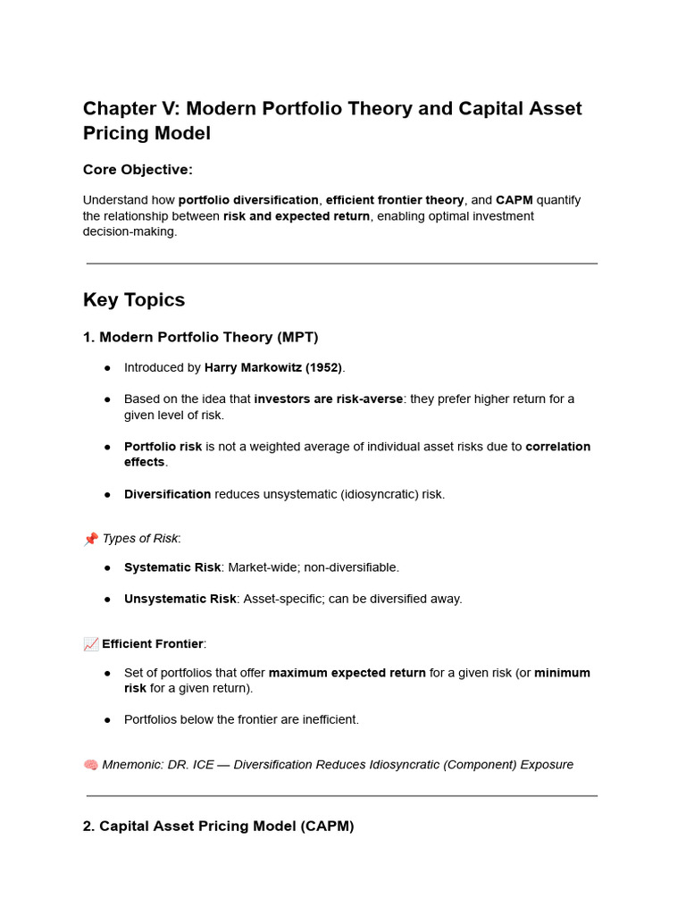 CAPM and Modern Portfolio Theory Explained | PDF | Capital Asset ...
