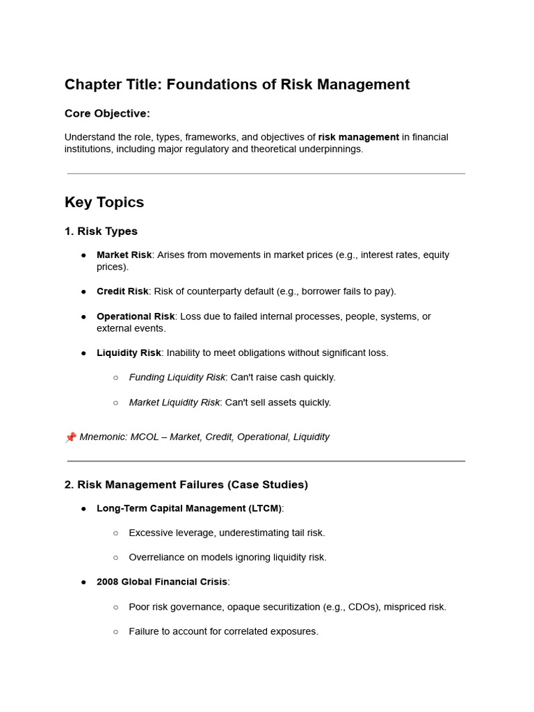Foundations of Risk Management Overview | PDF | Value At Risk | Basel Iii