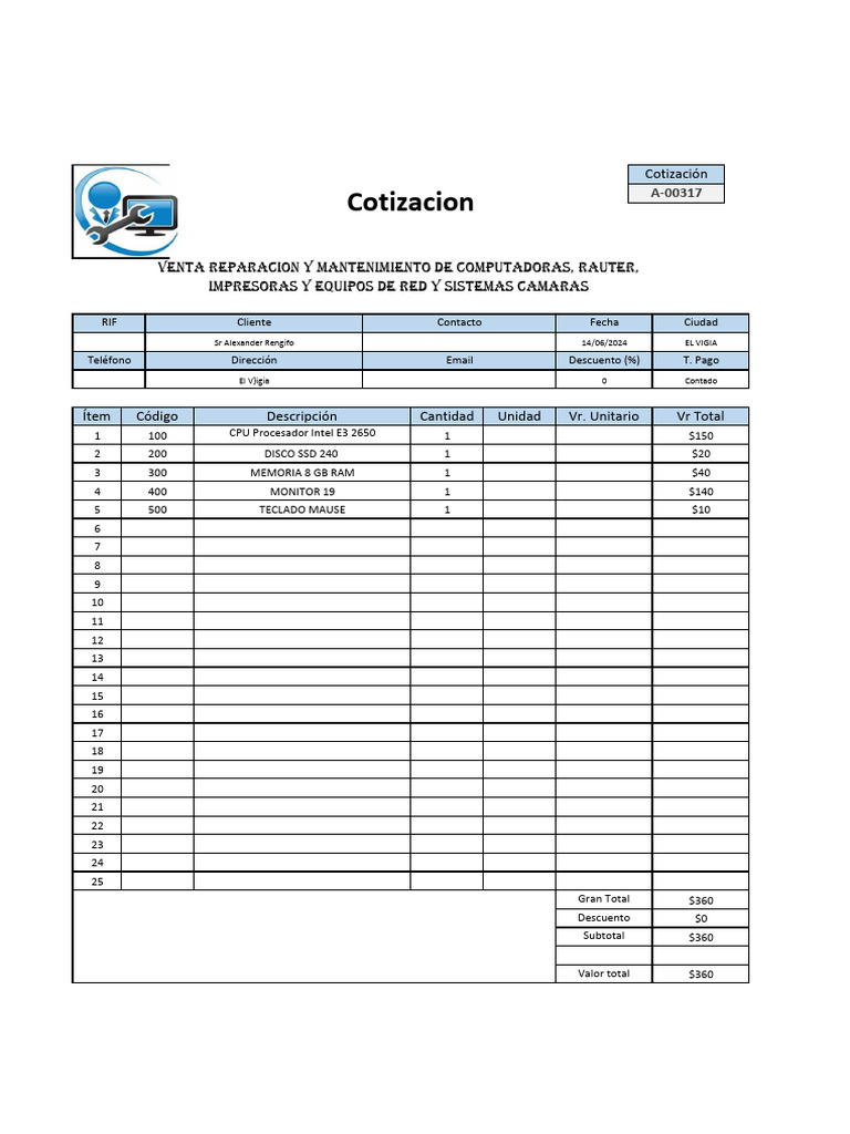 Plantilla-Cotizacion 2 PC SR Alexander Rengifo | PDF