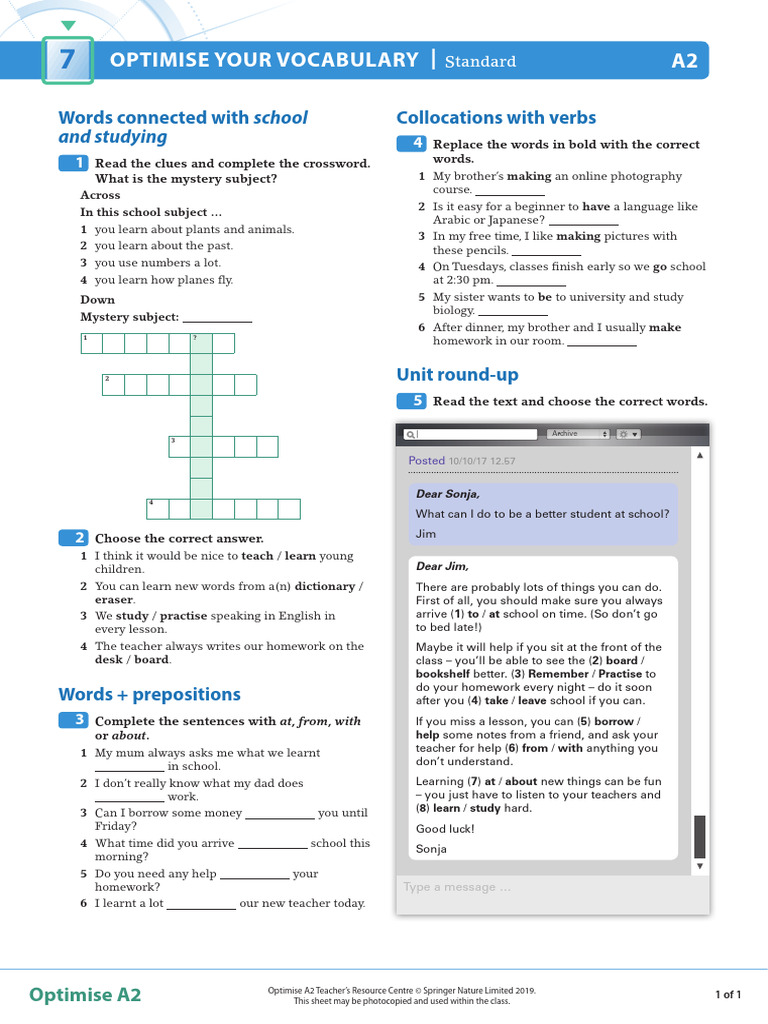 OPT A2 U07 Vocab Standard | PDF | Linguistics | Languages