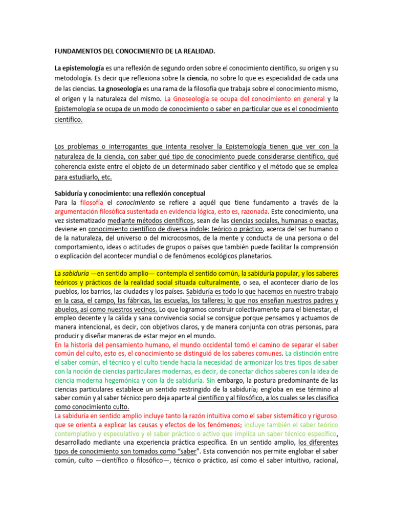 Fundamentos Del Conocimiento de La Realidad | PDF | Conocimiento | Verdad
