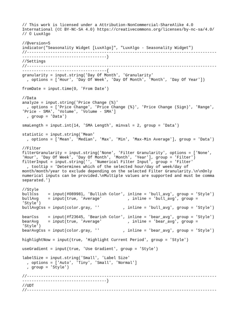 LuxAlgo Seasonality Widget Code | PDF | Computer Programming