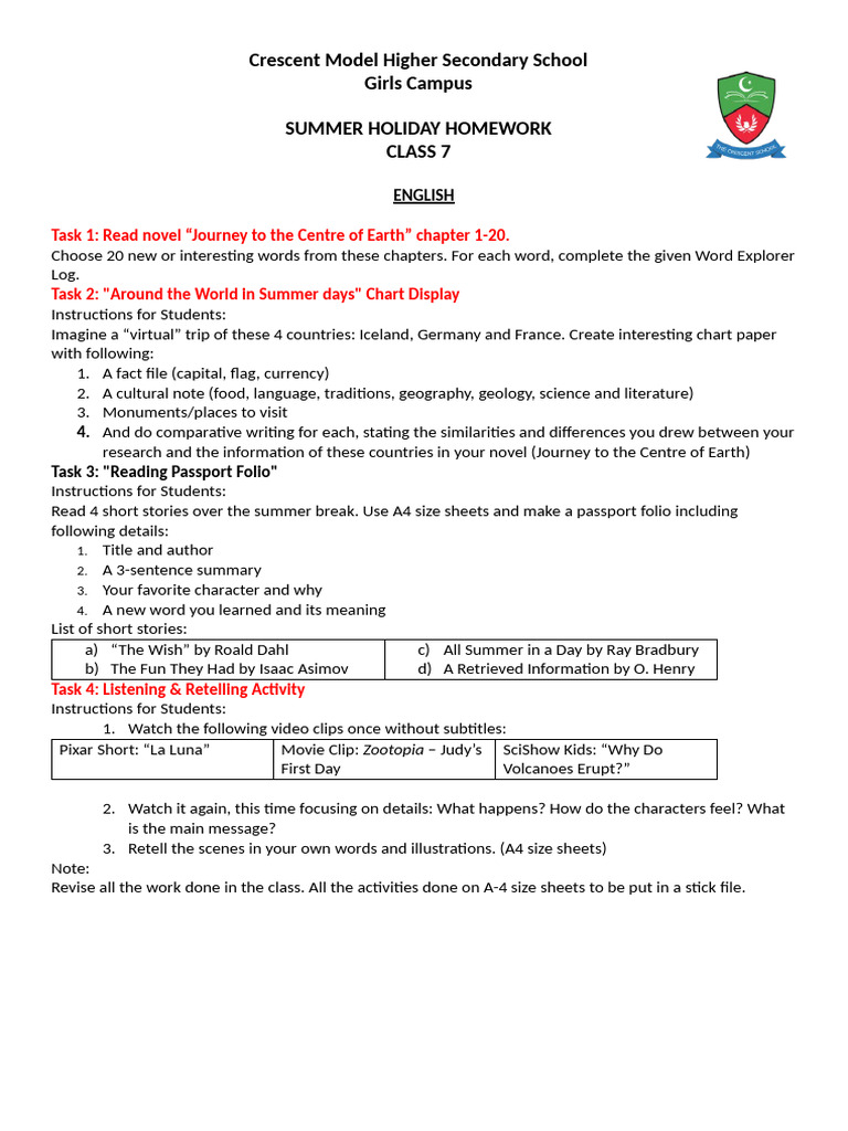 Class 7 Summer Holiday Homework | PDF | Mathematics | Factorization
