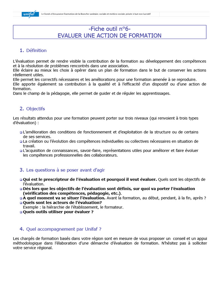 Évaluation d'une action de formation | PDF