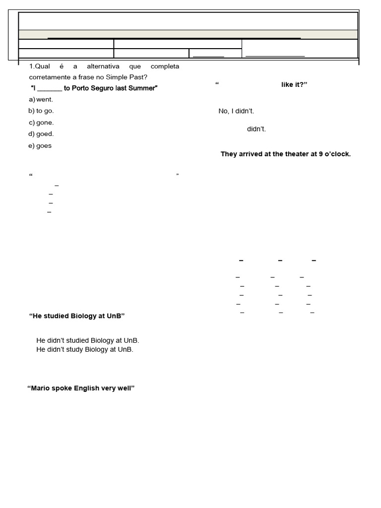 Simple Past Practice Exercises | PDF