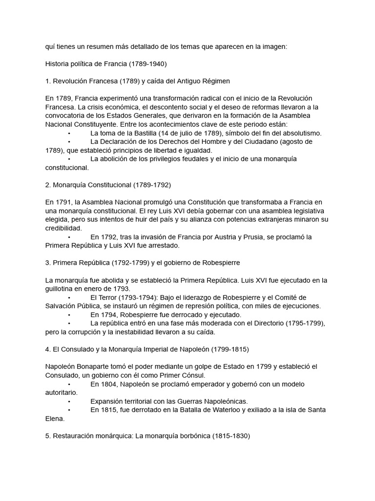 Historia política de Francia (1789-1940) | PDF | revolución Francesa ...