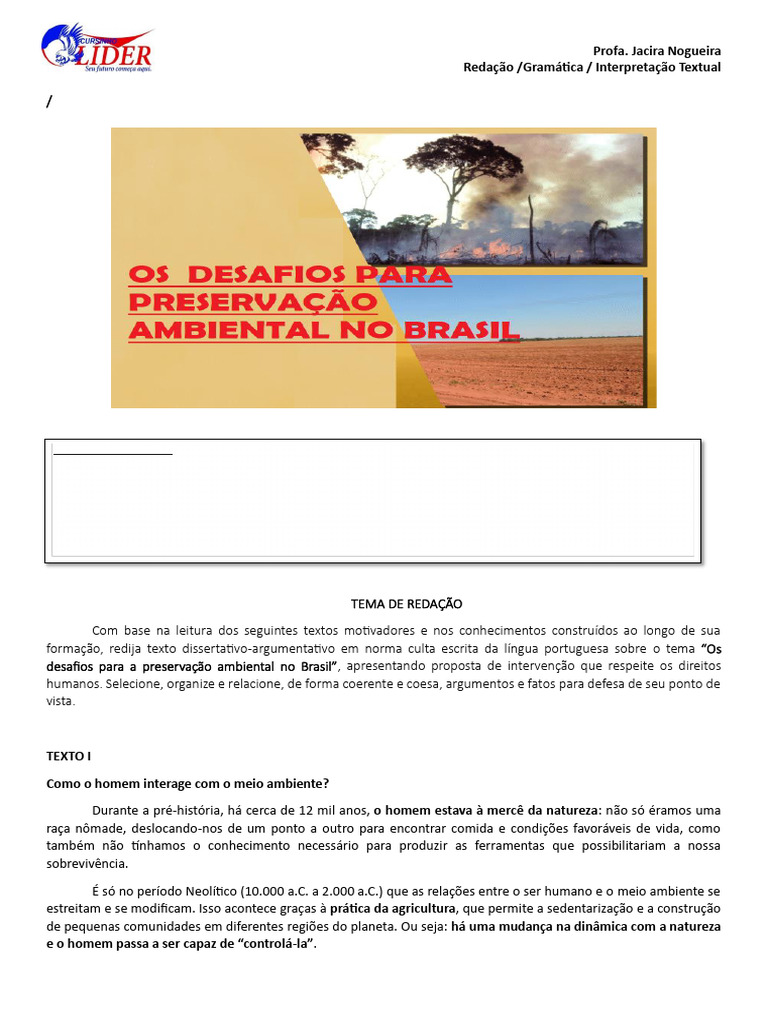 Desafios da Preservação Ambiental no Brasil | PDF | Ambiente natural ...