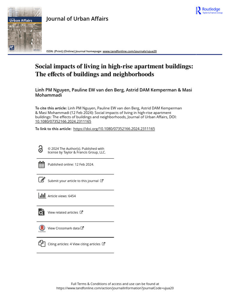 Social Impacts of Living in High-Rise Apartment Buildings The Effects ...