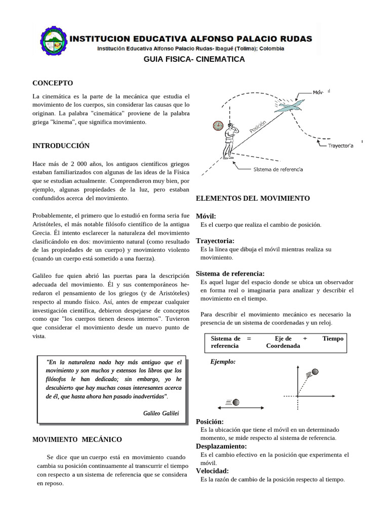 Cinematica Guia | PDF | Cinemática | Física