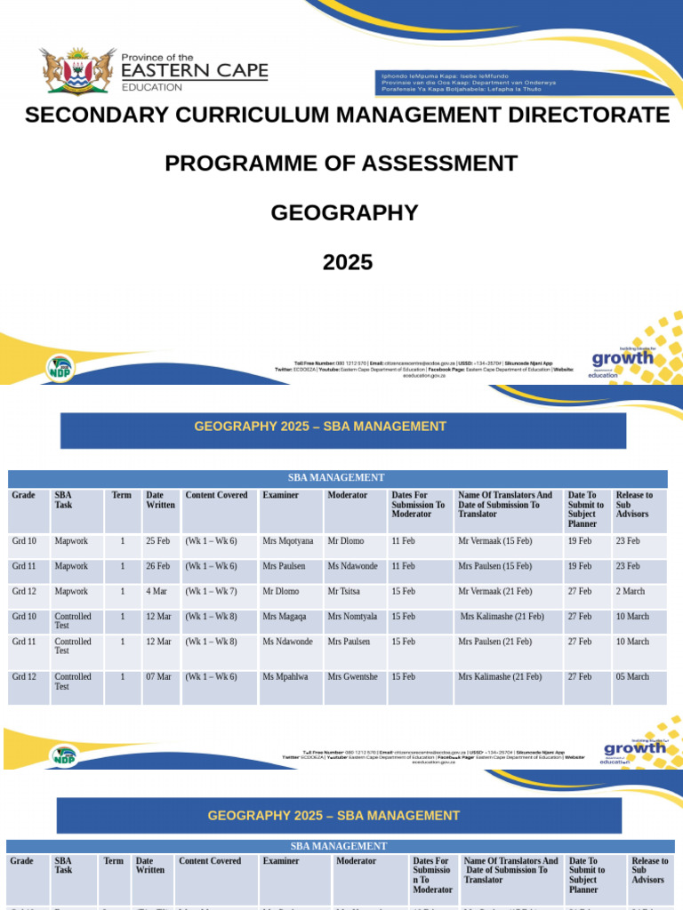 Grade 11 Geography SBA Guidelines 2025 | PDF