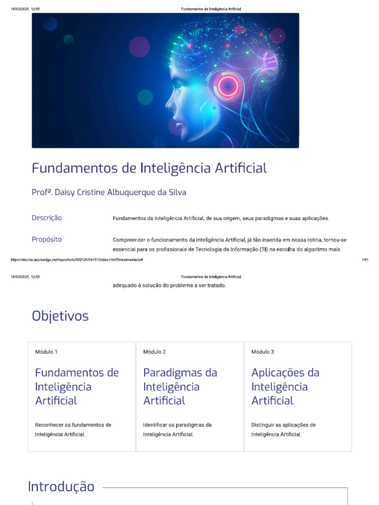 Fundamentos de Inteligência Artificial | PDF