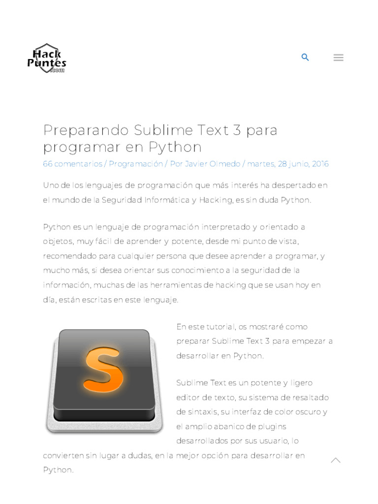 Configuración de Sublime Text 3 para Python | PDF | Python (lenguaje de ...