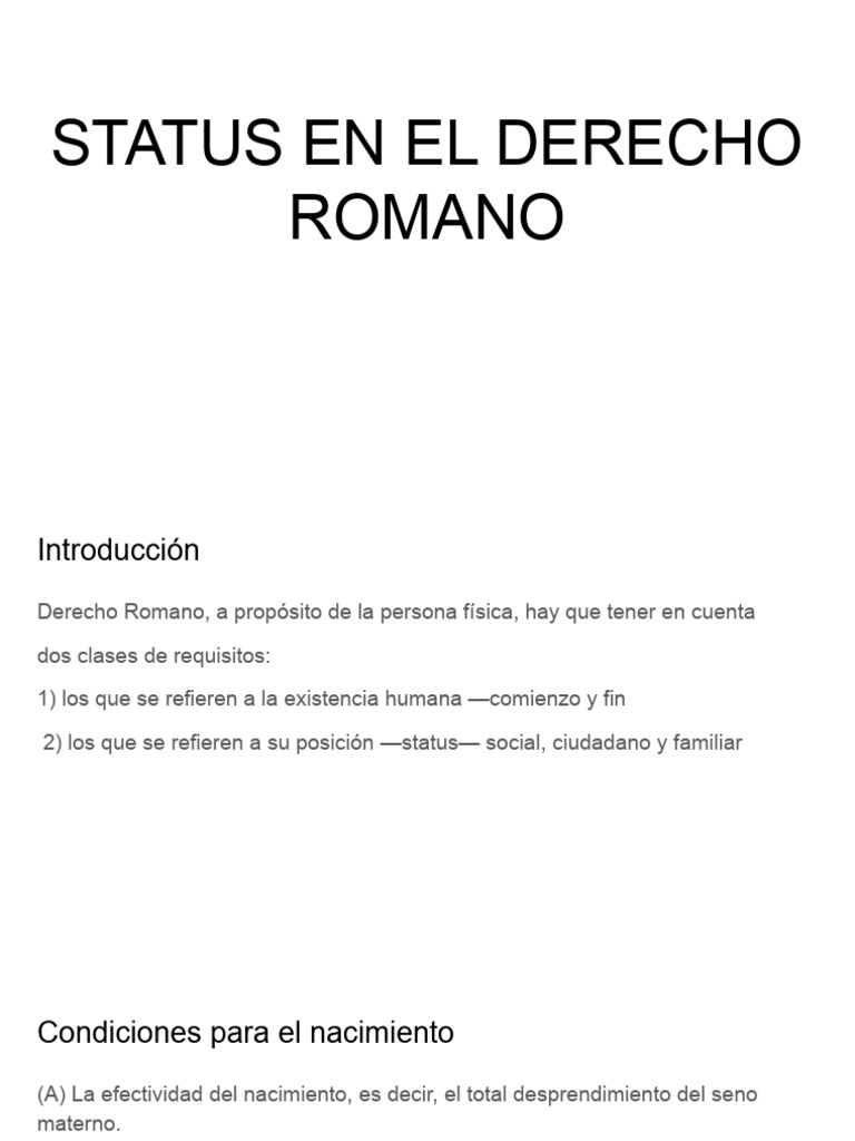 Status en el Derecho Romano: Libertad y Ciudadanía | PDF | Freedman ...