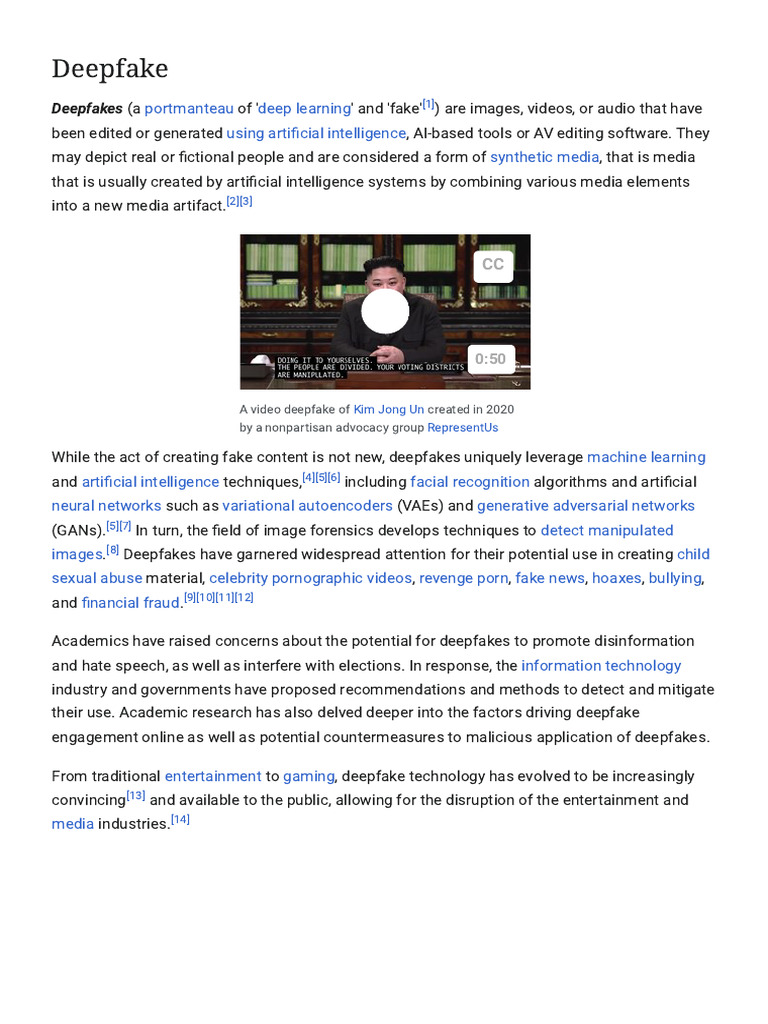 Understanding Deepfakes and Their Impact | PDF