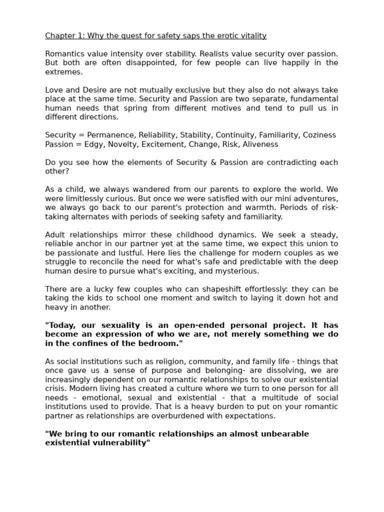 Why the Quest for Safety Saps the Erotic Vitality PDF Intimate